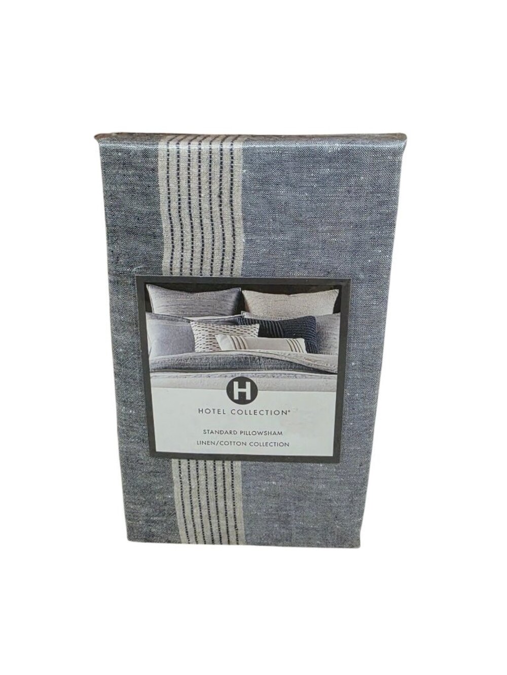 Hotel Collection Blue Stripe Linen Standard Pillow Sham 20 x 28 - Picture 1 of 2